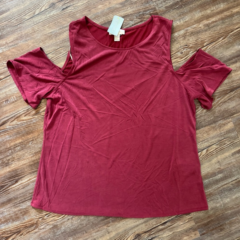NWT Forever 21 Red Cold Shoulder Top